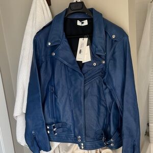John Elliott Blue Leather Jacket